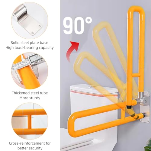 HANNEA® Folding Grab Bar for Bathroom Stainless Steel Anti-slip Grab Bar Handrail Secure Screw Fixing Wall Grab Bar Folding Safety Bathroom Handle for Senior Citizen, Bathroom Fittings - Image 4