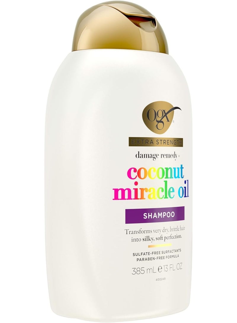 OGX Extra Strength Damage Remedy + Coconut Miracle Oil Shampoo for Dry, Frizzy or Coarse Hair, Hydrating & Flyaway Taming Shampoo, Paraben-Free, Sulfate-Free Surfactants, 13 fl oz - Image 4