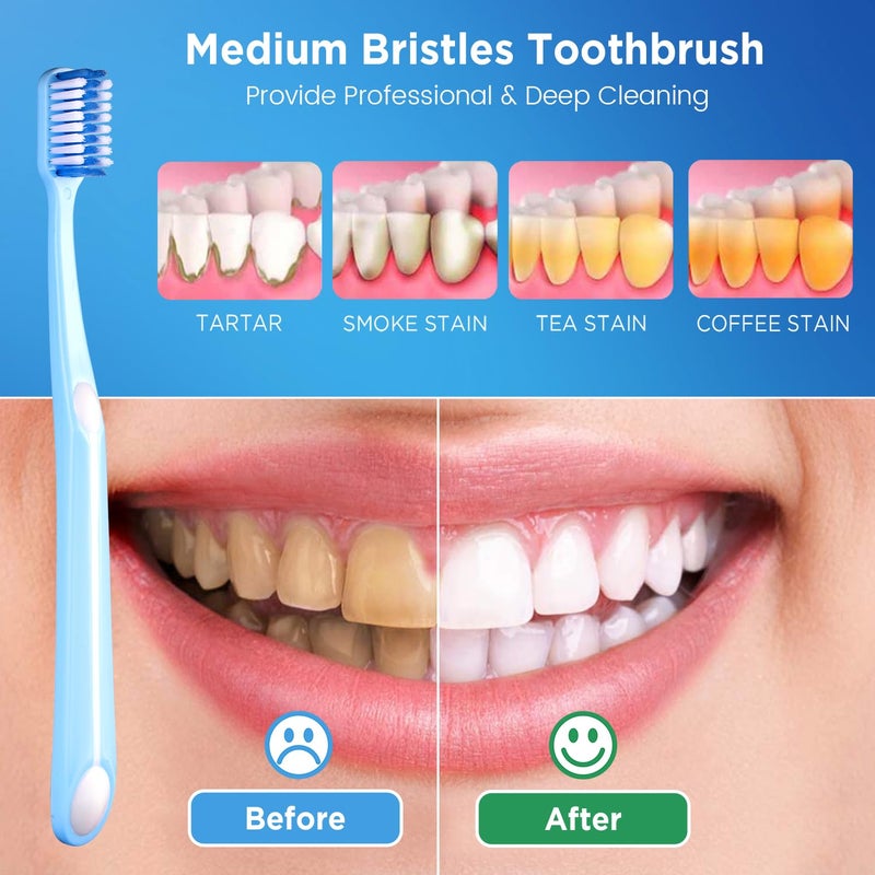 Frekare Medium Toothbrushes for Adults, Toothbrush Medium Bristles with Covers for Travel, Deep Plaque & Stain Removal, 6 Count - Image 4