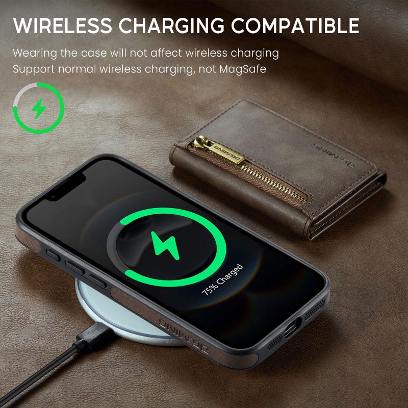 Dg Ming For Iphone 16E M5 Series Zip Rfid Multi Card Detachable Leather Phone Case(Coffee) - Image 3