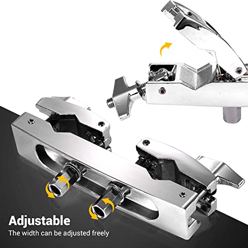 TUOREN Drum Set Holder Clamp Adjustable Multi-Clamp Cymbal Boom Arm Mounting Bracket (Fits 1/2" to 1" Pipes) with Two Screw Adjustment - Image 5