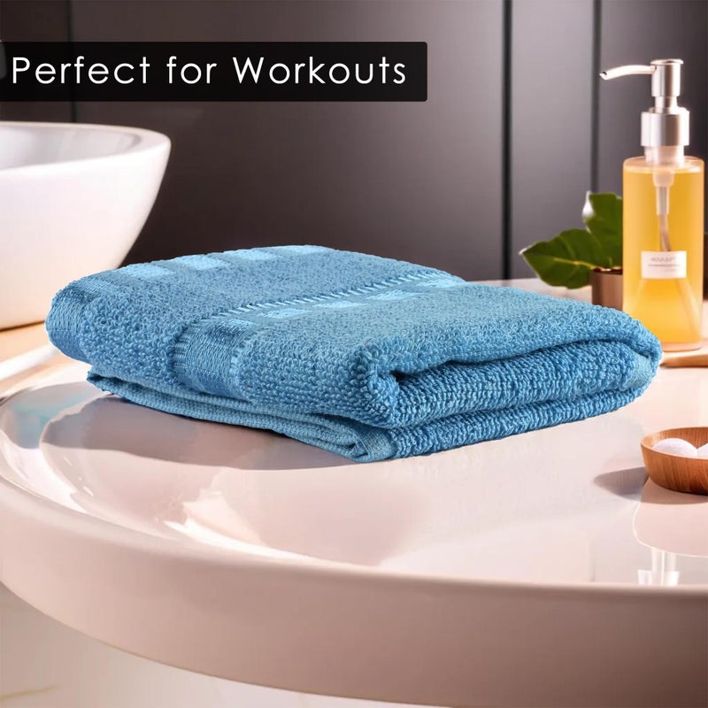 Kuber Industries Kuber Industries Pack of 4 Cotton Hand/Face Towels for Men & Women | Easily Washable | Workout Gym Napkins for Men | Pocket Towel - Sky Blue & Brown  - Image 4