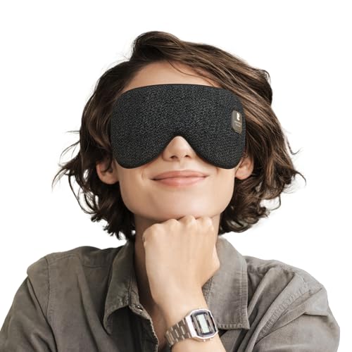 Rythboom Heated Eye Mask Rechargeable Eye Warmer for Dry Eyes Stye Relax Blackout Eyes Mask for Airplane Sleeping for Travel Birthday Idea for WomanMan Black - Image 2