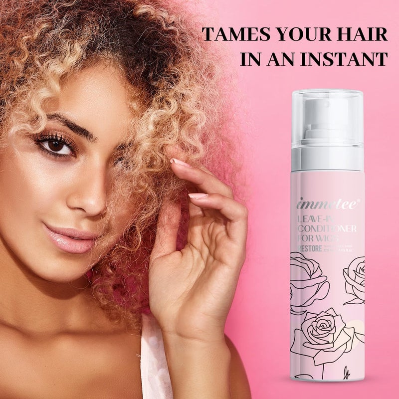 immetee Synthetic Wig Leave-in Conditioning Spray,Wig Moisturing & Hydrating,Natural Synthetic Hair Wigs 120ml/4.05fl. oz. - Image 2