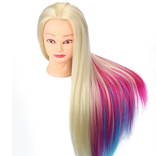 TopDirect 29 Inch Long Colorful Hair Cosmetology Mannequin Head for Styling and Hairdressing Practice Training Doll With Clamp Holder and Tools - Image 3