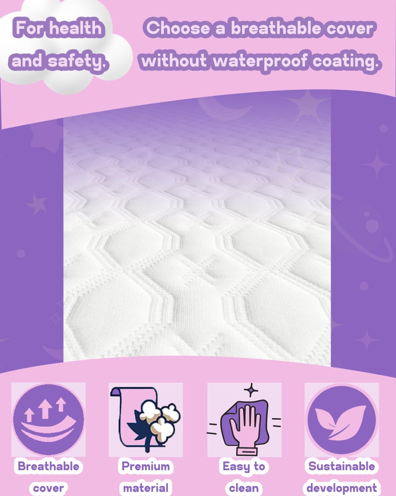 WELLZEE Oval Bassinet Mattress 30"x15", Fit for Dream On Me Karley, Dream On Me Lacy Portable, Delta Children Curve and Most Oval Moses Bassinet, 100% Breathable Cover, Water Resistant Linings - Image 5