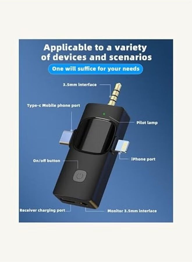 JAJEEK "K15 3-in-1 Wireless Microphone – Dual Mic System with 3.5mm & Type-C Connectors, High-Quality Sound for Recording, Interviews, Podcasts & Vlogging – Compatible with iPhone, Android & More" - Image 4