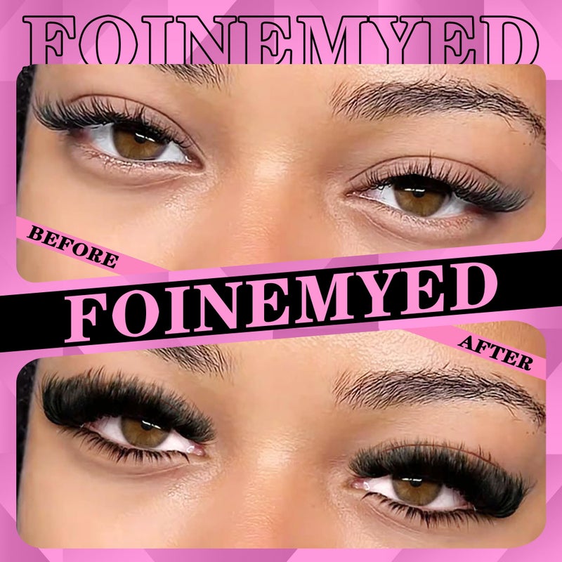 FOINEMYED Lash Clusters 330Pcs Cluster 200D Mega Volume Eyelash Extensions 12-22MM Individual Lashes D Curly Thick Lash Extensions DIY at Home by FOINEMYED - Image 3