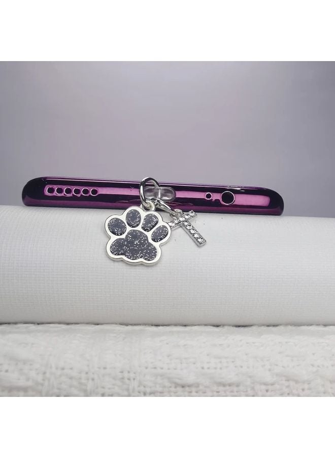 Cute Black Letter T Dust Plug For IPhone 5 To 14 Type C Port Cover Protector - Image 1