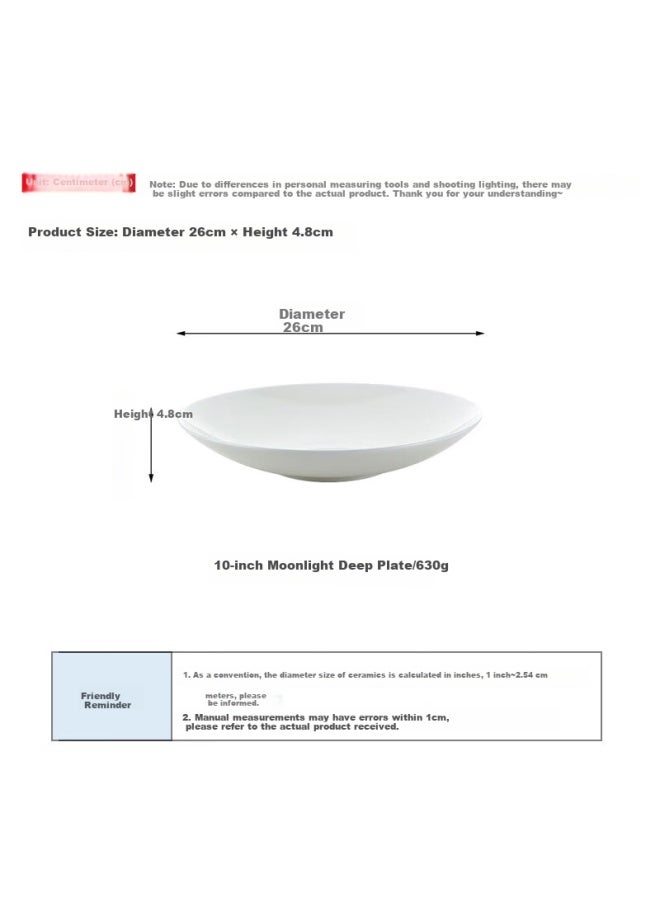 Sky Top Ceramic Dinner Plate White Bone China Dish Home Hotel Tableware 10-inch Moonlight Deep Plate 1 Piece - Image 1