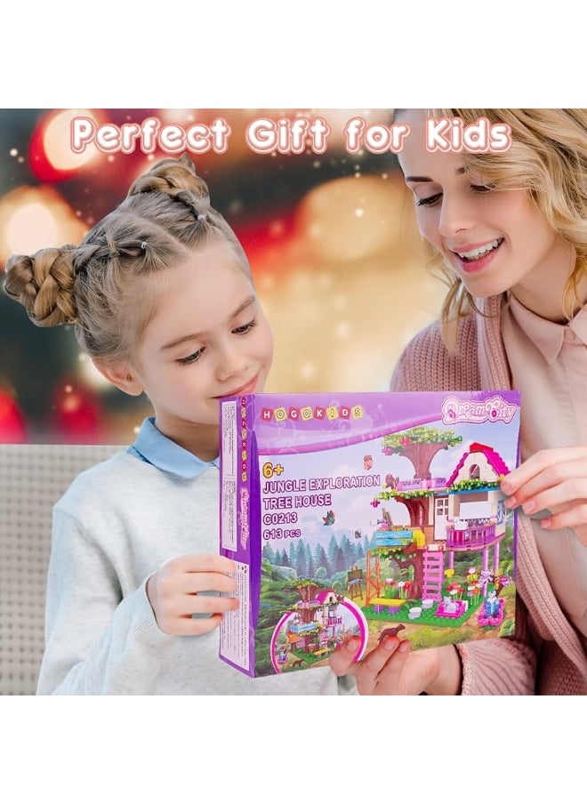 Hogokids - HOGOKIDS Tree House STEM Building Toy - Creative Construction Set 613PCS Forest House Building Bricks | Treehouse with Fountain and Animals, Building Block Toy for 6 7 8 9 10+ Girls Boys Best Gift - Image 1