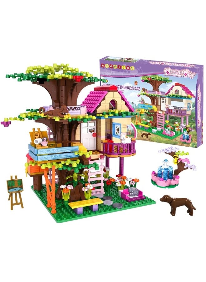 Hogokids - HOGOKIDS Tree House STEM Building Toy - Creative Construction Set 613PCS Forest House Building Bricks | Treehouse with Fountain and Animals, Building Block Toy for 6 7 8 9 10+ Girls Boys Best Gift - Image 1