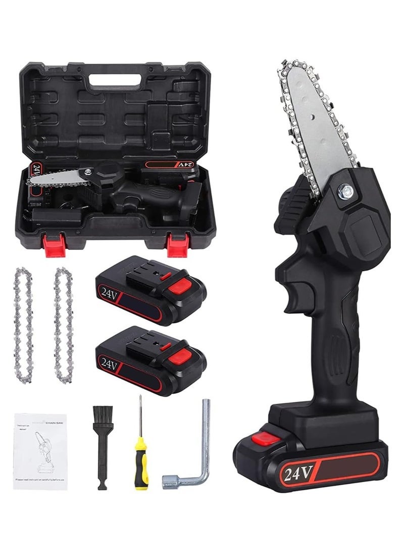ELTRAZONE Cordless Chainsaw One Hand 6 Inch Small Chain Saw With 21V Rechargeable Battery Portable Cutting Tool For Tree Branch Trimming Wood Gardening Mini Electric Chainsaw Kit, Adjustable Speed  - Image 1