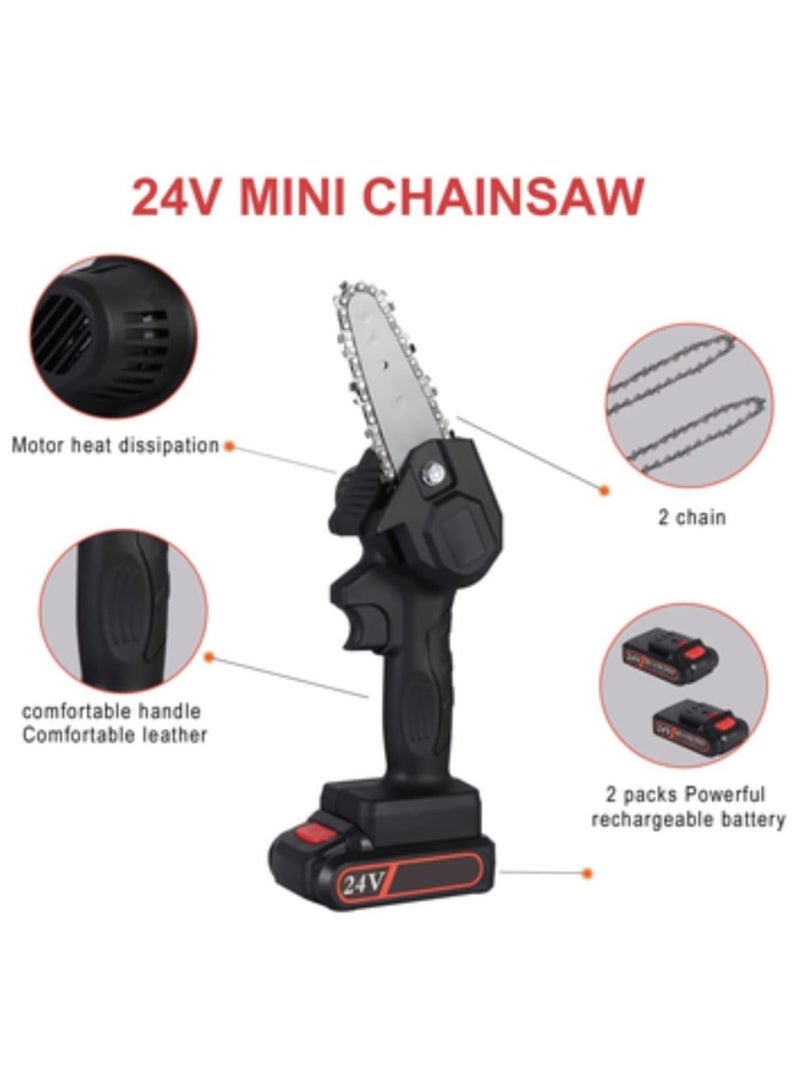 ELTRAZONE Cordless Chainsaw One Hand 6 Inch Small Chain Saw With 21V Rechargeable Battery Portable Cutting Tool For Tree Branch Trimming Wood Gardening Mini Electric Chainsaw Kit, Adjustable Speed  - Image 3