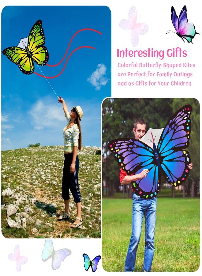 Silipull 6 Pcs Kites Butterfly Kite 55" x 28" Large Kites with 328ft String Colorful Beach Kite for Adults Beginner Outdoor Supplies - Image 3
