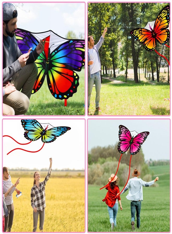 Silipull 6 Pcs Kites Butterfly Kite 55" x 28" Large Kites with 328ft String Colorful Beach Kite for Adults Beginner Outdoor Supplies - Image 5