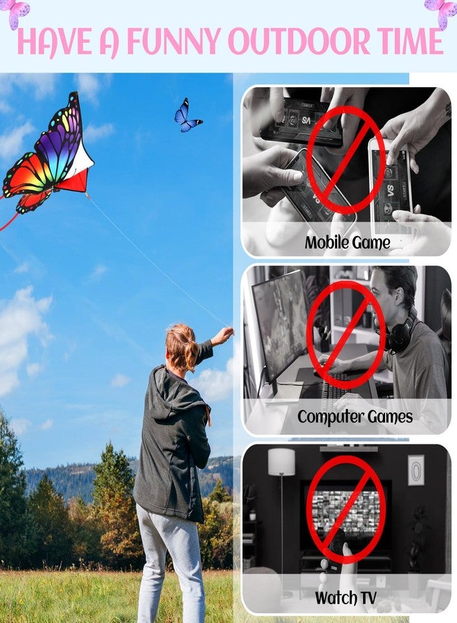 Silipull 6 Pcs Kites Butterfly Kite 55" x 28" Large Kites with 328ft String Colorful Beach Kite for Adults Beginner Outdoor Supplies - Image 4
