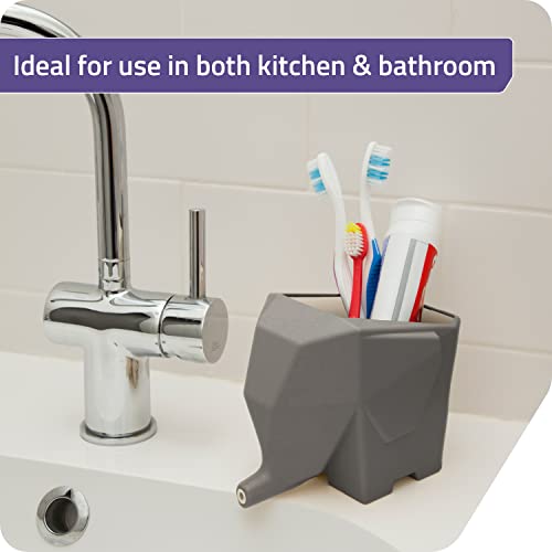 PELEG DESIGN Elephant Cutlery Drainer – Funny Self Draining Utensil Drying Rack for Kitchen Sink | Cute Silverware Drainer Basket (Grey) - Image 3