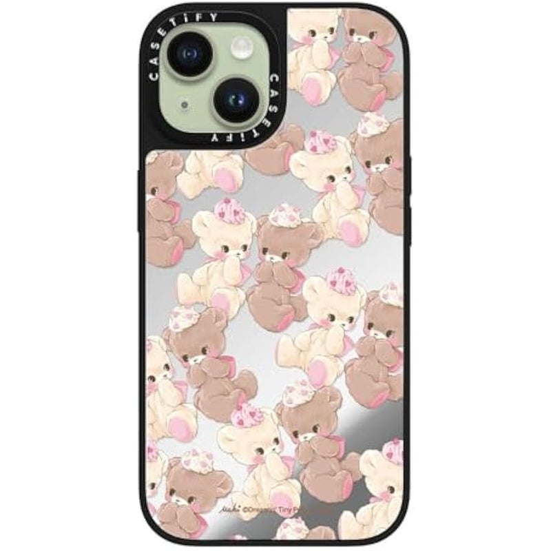 Casetify Mirror iPhone 15 Case 【Reflective / 4.9ft Drop Protection/Compatible with Magsafe】 - Vanilla&Cocoa - Silver on Black - Image 3