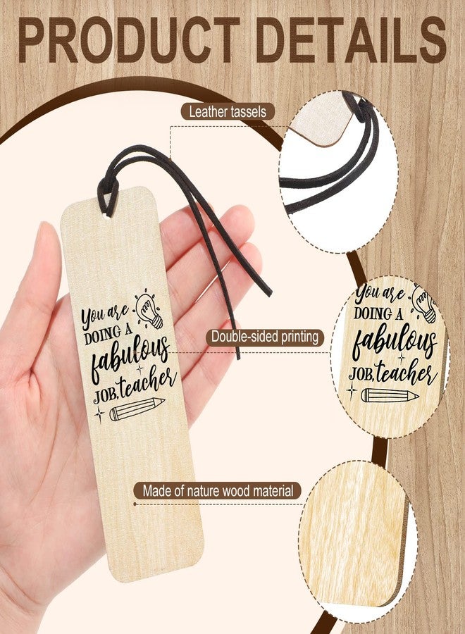 Teling 24 Pieces Wooden Teacher Bookmarks Teacher Appreciation Bookmark Thank You Teacher Book Page Marker for Teachers Instructors Birthday Graduation Presents Book with Suede Tassel - Image 4