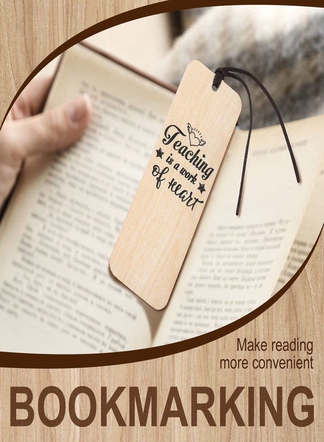 Teling 24 Pieces Wooden Teacher Bookmarks Teacher Appreciation Bookmark Thank You Teacher Book Page Marker for Teachers Instructors Birthday Graduation Presents Book with Suede Tassel - Image 5