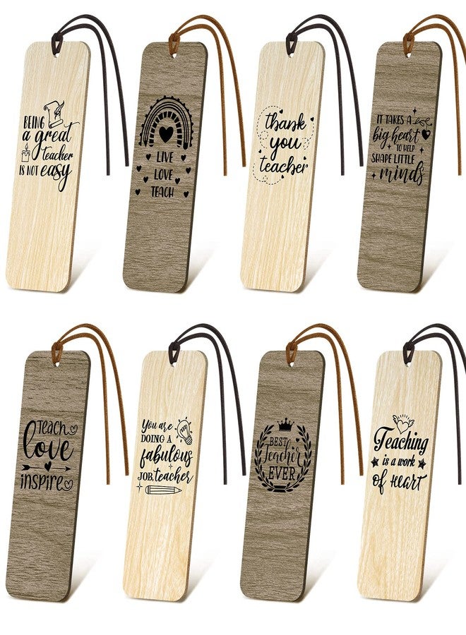 Teling 24 Pieces Wooden Teacher Bookmarks Teacher Appreciation Bookmark Thank You Teacher Book Page Marker for Teachers Instructors Birthday Graduation Presents Book with Suede Tassel - Image 1