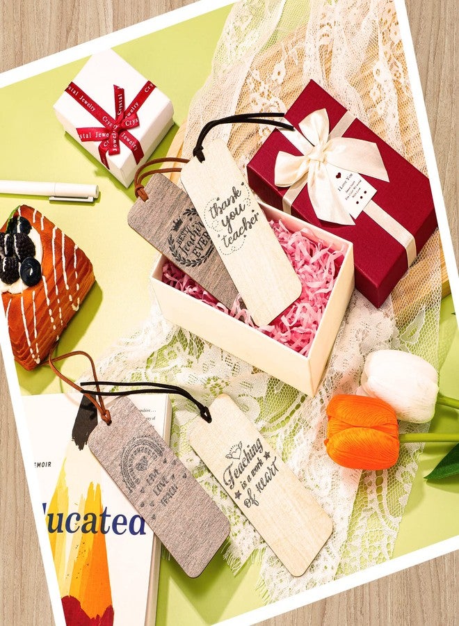 Teling 24 Pieces Wooden Teacher Bookmarks Teacher Appreciation Bookmark Thank You Teacher Book Page Marker for Teachers Instructors Birthday Graduation Presents Book with Suede Tassel - Image 3