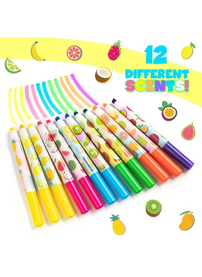 Scentco - Smarkers - Washable Patented Gourmet Scented Highlighters, 6 Colors, Large Chisel Tip, 12 Count - Image 1