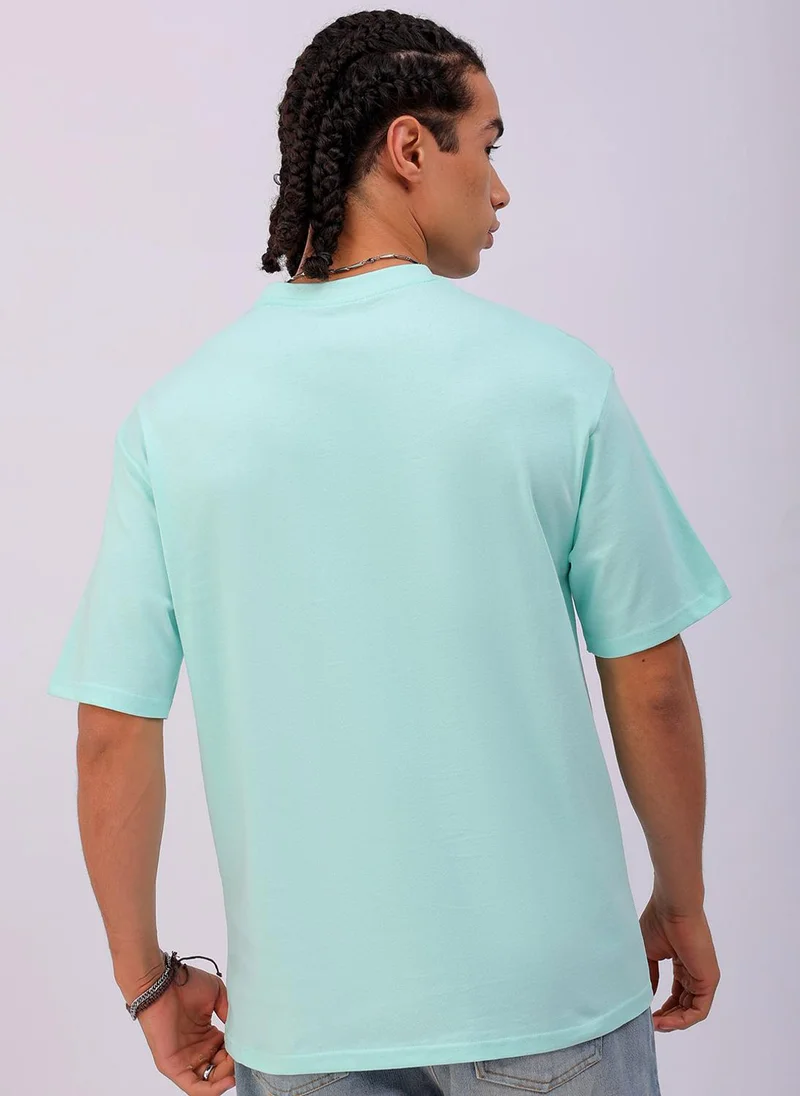 ذا انديان كراج كو Men Boxy Oversized Graphic Back Printed Round Neck Tshirt