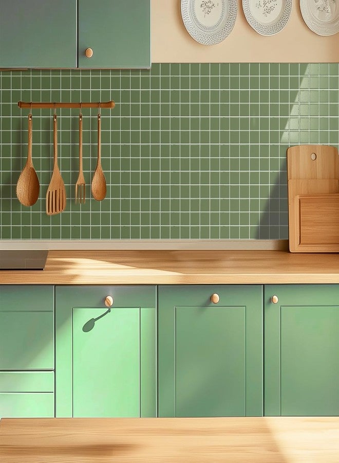 Alwayspon 10 ورقات 10 × 10 بوصة من بلاط الفينيل ثلاثي الأبعاد الأخضر، ملصقات ذاتية اللصق قابلة للتقشير واللصق على بلاط مترو الأنفاق لجدار المطبخ والحمام - Image 3