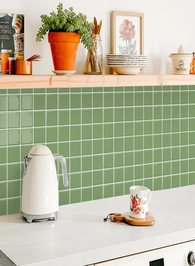 Alwayspon 10 ورقات 10 × 10 بوصة من بلاط الفينيل ثلاثي الأبعاد الأخضر، ملصقات ذاتية اللصق قابلة للتقشير واللصق على بلاط مترو الأنفاق لجدار المطبخ والحمام - Image 5