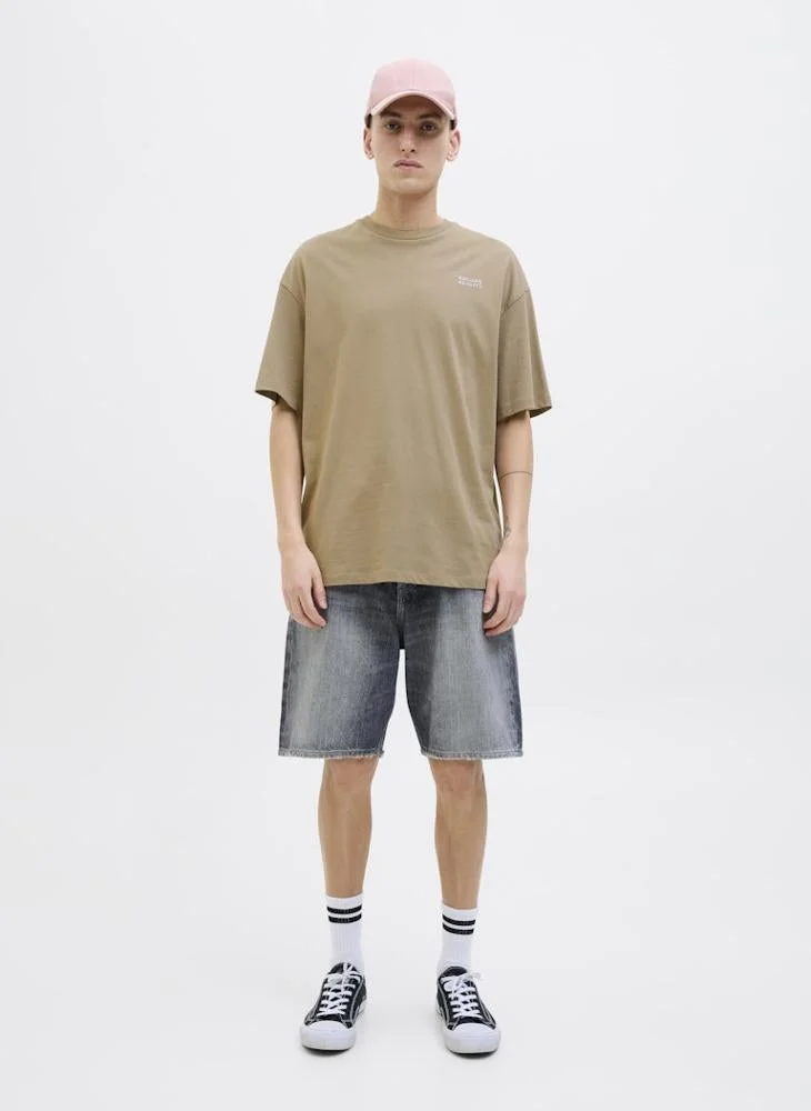 JACK & JONES Solid Round Neck Oversized T-Shirt