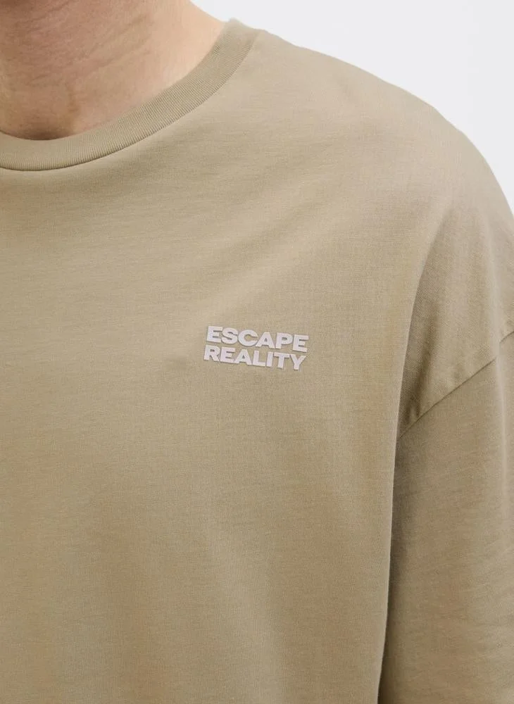 JACK & JONES Solid Round Neck Oversized T-Shirt