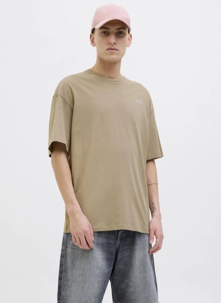 JACK & JONES Solid Round Neck Oversized T-Shirt