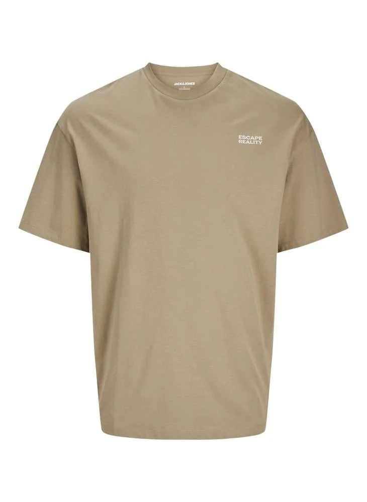 JACK & JONES Solid Round Neck Oversized T-Shirt