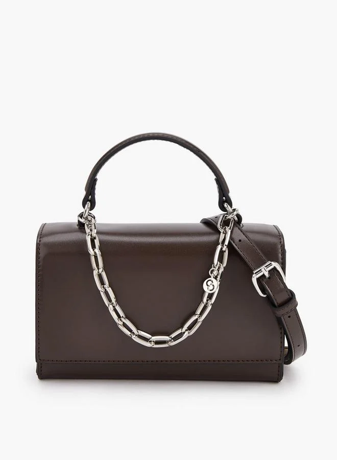 سيليست Solid Satchel Bag With Chain Detail
