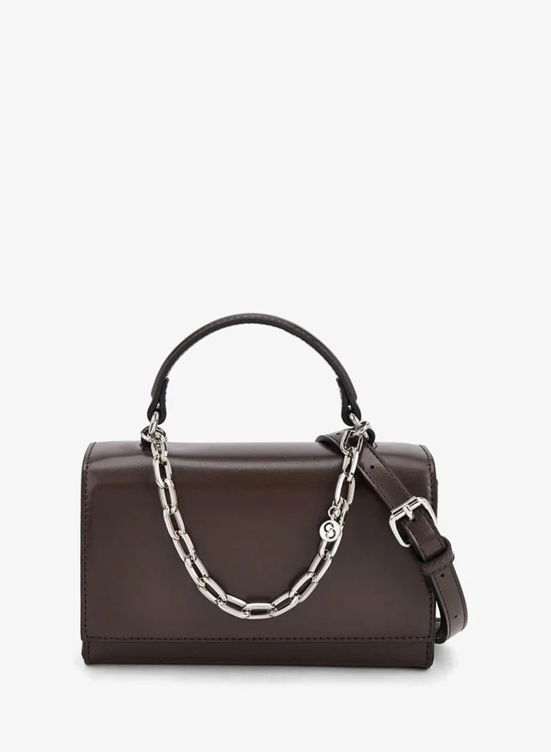 Celeste Solid Satchel Bag With Chain Detail