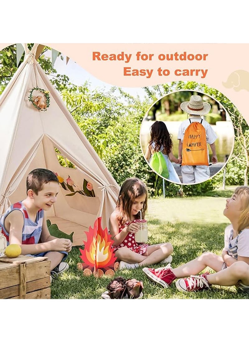 Generic - Kids Teepee Tent with Wooden Poles Kids Play Tent for Girls & Boys Natural Cotton Canvas Tent Playhouse Children Tent for Indoor Reading and Playtime - Not Include Mat (White) - Image 1