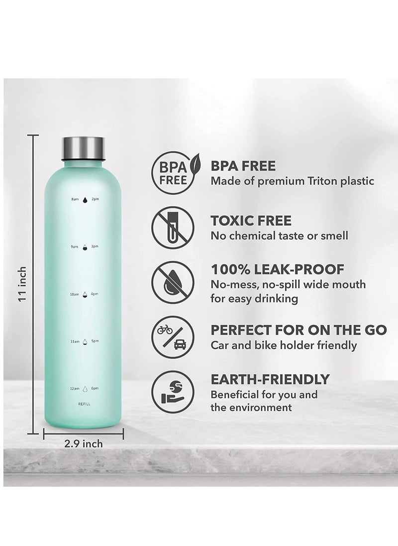 TYCOM Drinking Water Bottle With Time Marker - 1L Leak-Proof BPA Free Motivational Reusable 32oz Water Bottles With Times To Drink - Ideal For Fitness Sports Travel Gym & Outdoor  - Image 2