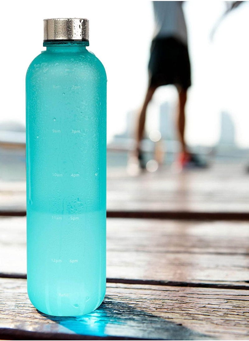 TYCOM Drinking Water Bottle With Time Marker - 1L Leak-Proof BPA Free Motivational Reusable 32oz Water Bottles With Times To Drink - Ideal For Fitness Sports Travel Gym & Outdoor  - Image 1