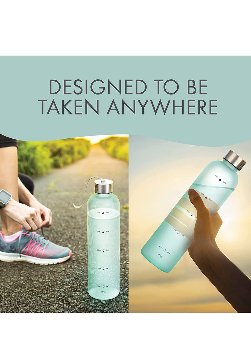 TYCOM Drinking Water Bottle With Time Marker - 1L Leak-Proof BPA Free Motivational Reusable 32oz Water Bottles With Times To Drink - Ideal For Fitness Sports Travel Gym & Outdoor  - Image 3