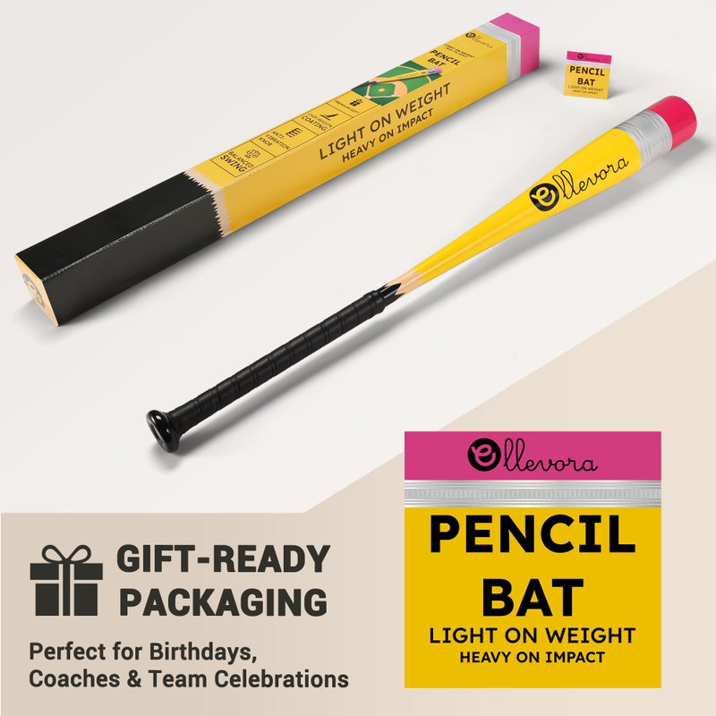 ELLEVORA Pencil Bat - Novelty Backyard Baseball Games Gift - Youth Metal Baseball Bat - 2 5/8" Aluminum Barrel with Balanced Weight and Durable Finish (29" 19oz) - Image 3