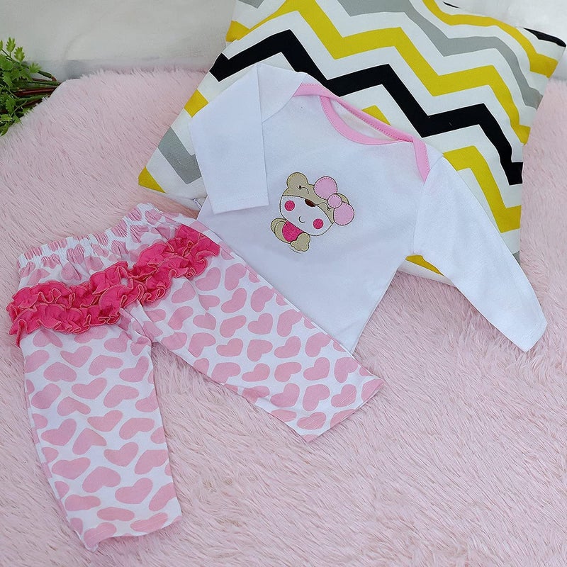MAIHAO Reborn Baby Doll Clothes for 17-22 Inch Dolls, Cute Bear Pattern 4pcs Set - Image 3