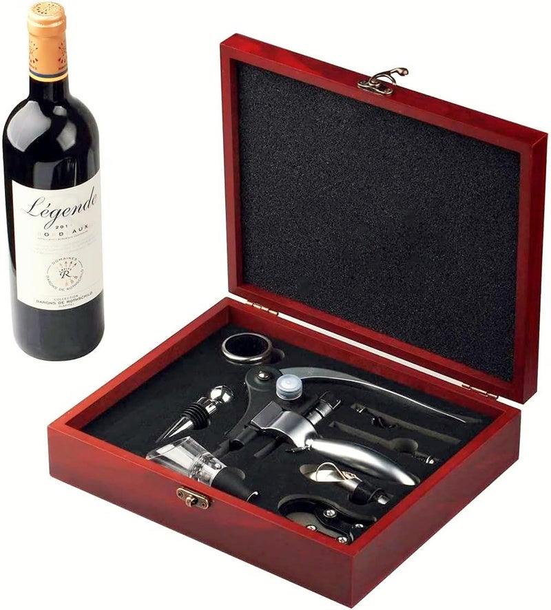 Cooko Wine Opener Set,Wine Bottle Opener Including Foil Cutter, Bottle Stopper Pourer and Extra Spiral,Wine Corkscrew Set,Gift box Opener Kit. - Image 1