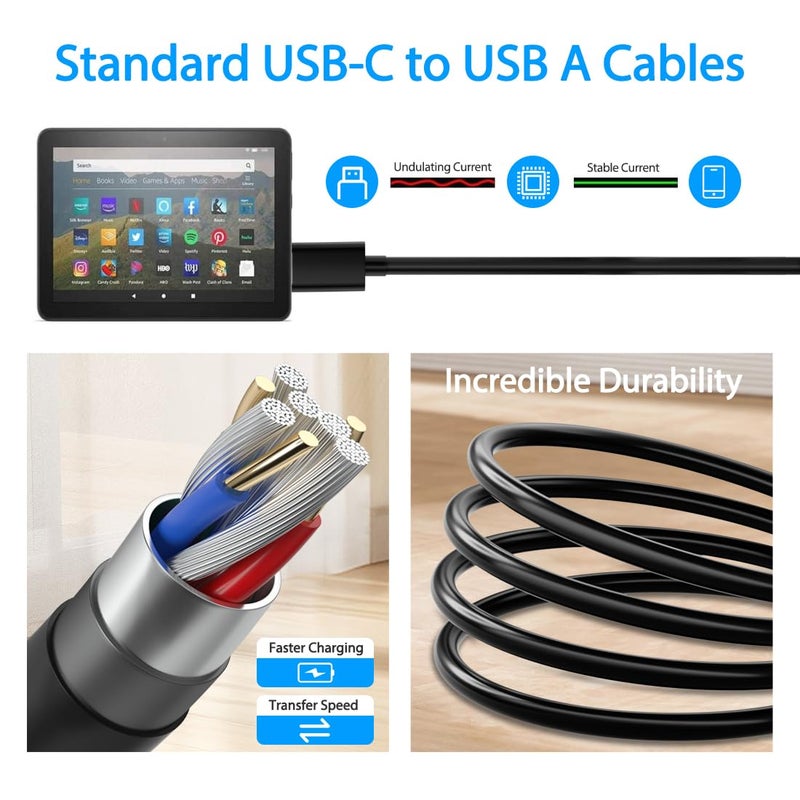 SCOVEE USB C Charger Cable for New Fire HD 8 HD 10 9th 10th 11th generation 2019 2020 2021 release Tablet & Kids Edition,Samsung Galaxy S10,BlackBerry key2,Keyone,LG G7,Moto Z3 G6,Type-C Kindle Charging Cord - Image 5