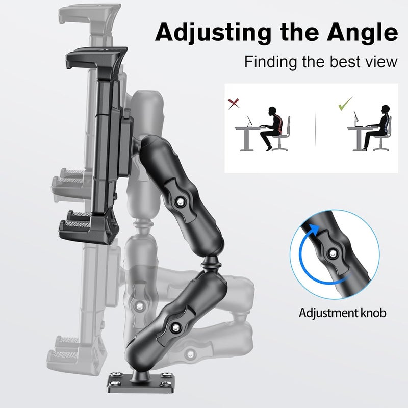OHLPRO Tablet Mount for Truck - Heavy Duty Drill Base - Tablet Holder for Car Dashboard, iPad Holder for All 5"-13" iPad Pro Samsung Galaxy Kindle fire Tablets and Car Wall Desk etc. - Image 4