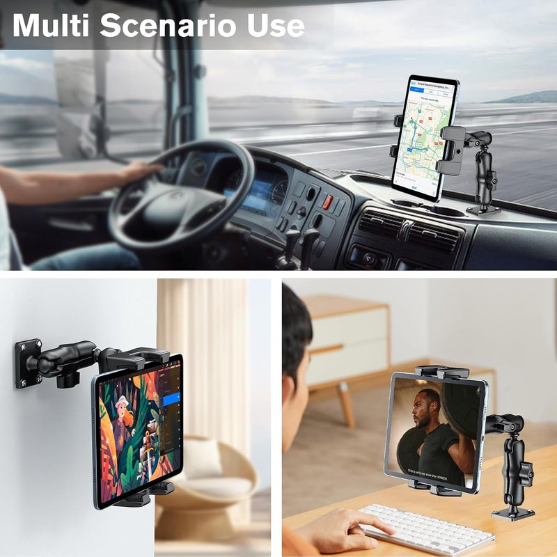 OHLPRO Tablet Mount for Truck - Heavy Duty Drill Base - Tablet Holder for Car Dashboard, iPad Holder for All 5"-13" iPad Pro Samsung Galaxy Kindle fire Tablets and Car Wall Desk etc. - Image 2