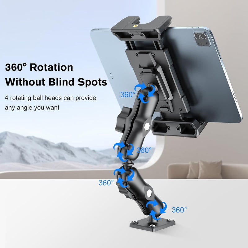 OHLPRO Tablet Mount for Truck - Heavy Duty Drill Base - Tablet Holder for Car Dashboard, iPad Holder for All 5"-13" iPad Pro Samsung Galaxy Kindle fire Tablets and Car Wall Desk etc. - Image 5