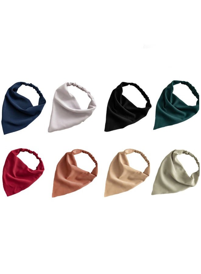 DINPREY رباط شعر مرن للنساء باندانا أربطة رأس للنساء شيفون كوفية بوهو رباطات مع شعر (8 ألوان صلبة أ) - Image 1