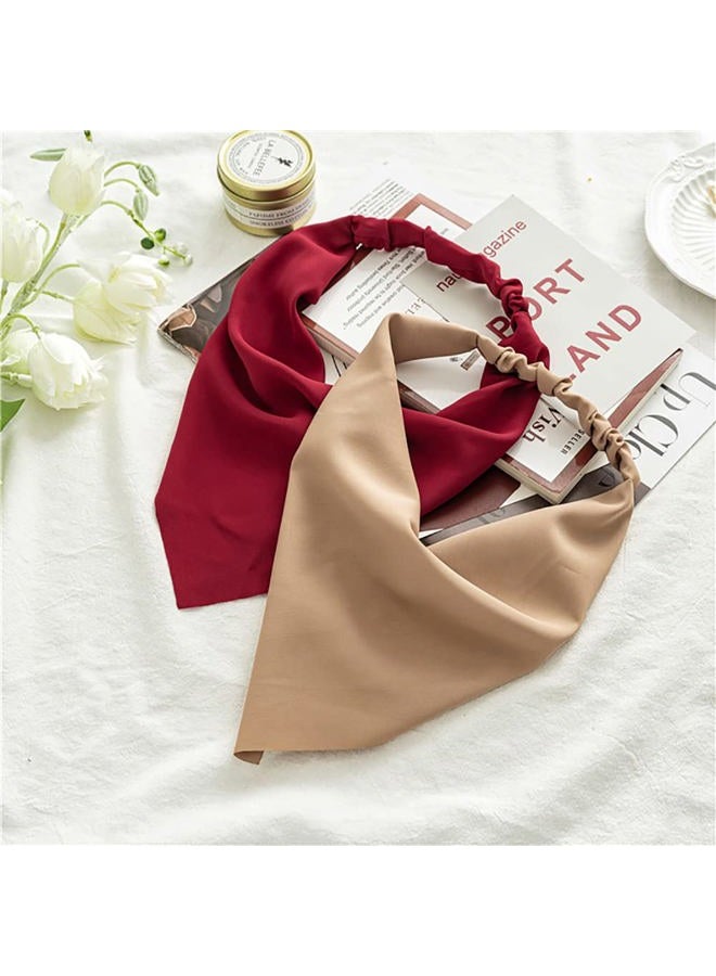 DINPREY رباط شعر مرن للنساء باندانا أربطة رأس للنساء شيفون كوفية بوهو رباطات مع شعر (8 ألوان صلبة أ) - Image 4